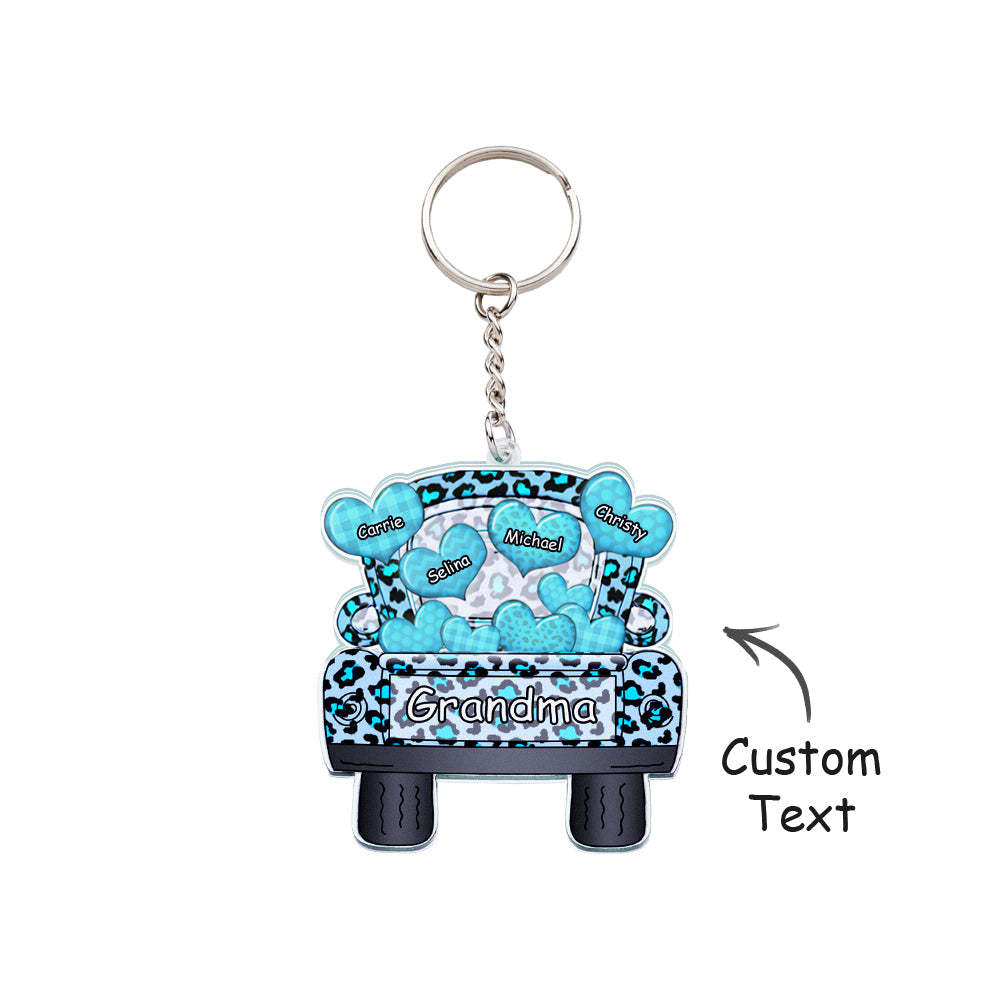 Personalized Nickname Truck Loading Heart Acrylic Keychain Christmas Gift Decor Gift Grandma Nana Papa - Yourphotoblanket