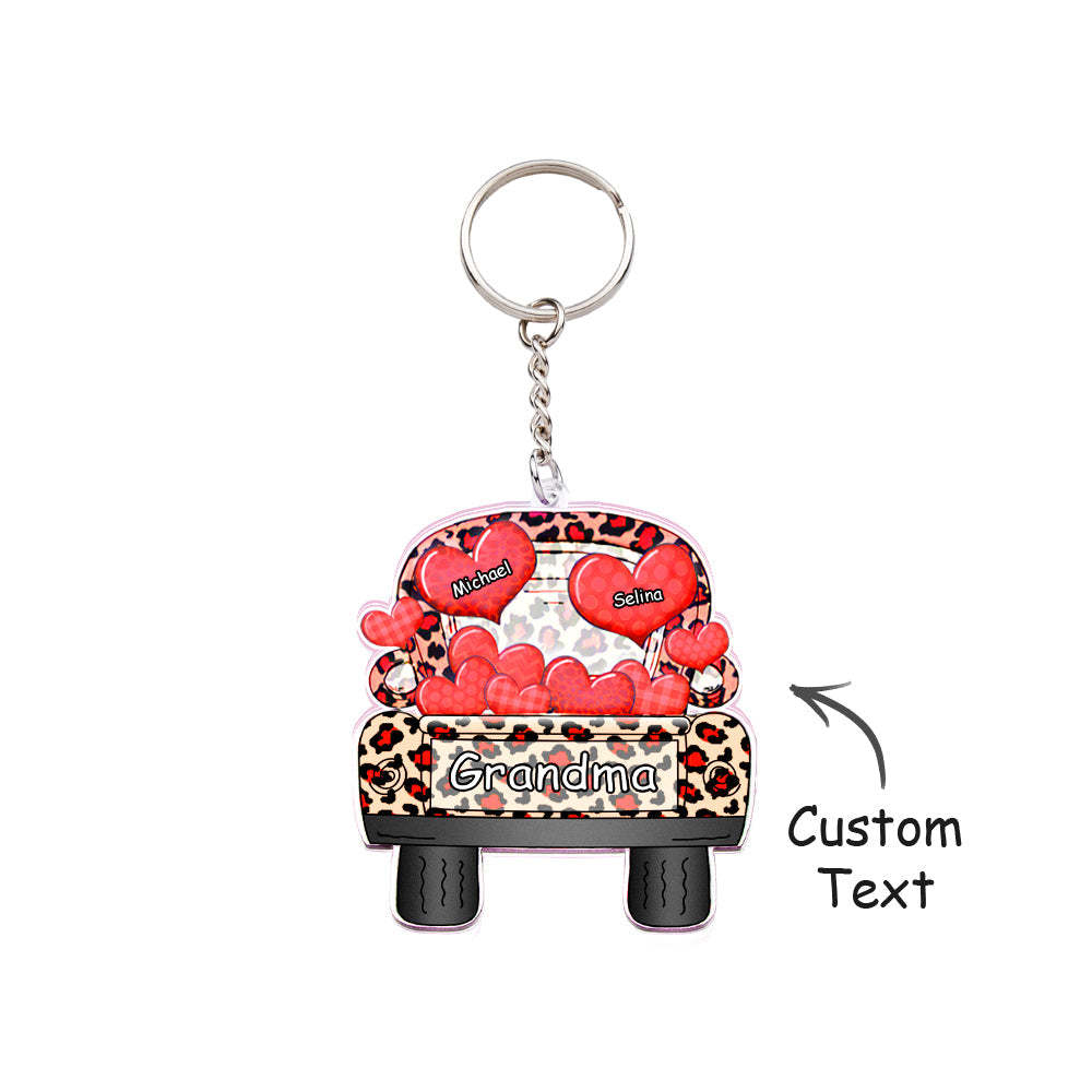 Personalized Nickname Truck Loading Heart Acrylic Keychain Christmas Gift Decor Gift Grandma Nana Papa - Yourphotoblanket