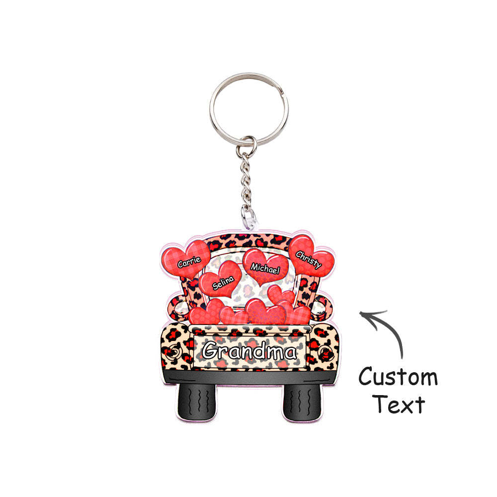 Personalized Nickname Truck Loading Heart Acrylic Keychain Christmas Gift Decor Gift Grandma Nana Papa - Yourphotoblanket