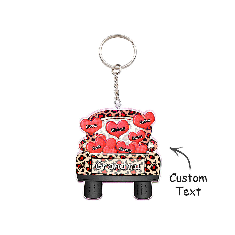 Personalized Nickname Truck Loading Heart Acrylic Keychain Christmas Gift Decor Gift Grandma Nana Papa - Yourphotoblanket