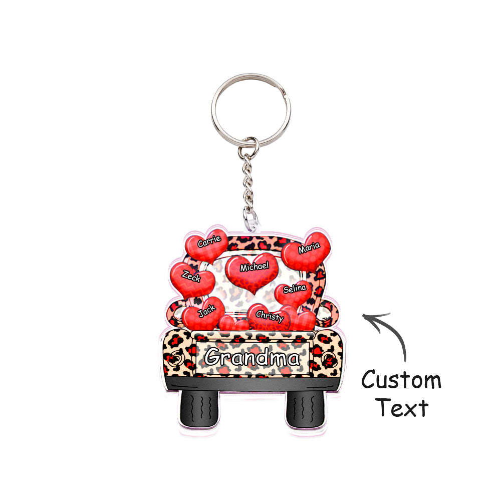 Personalized Nickname Truck Loading Heart Acrylic Keychain Christmas Gift Decor Gift Grandma Nana Papa - Yourphotoblanket