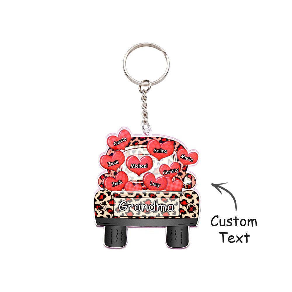 Personalized Nickname Truck Loading Heart Acrylic Keychain Christmas Gift Decor Gift Grandma Nana Papa - Yourphotoblanket