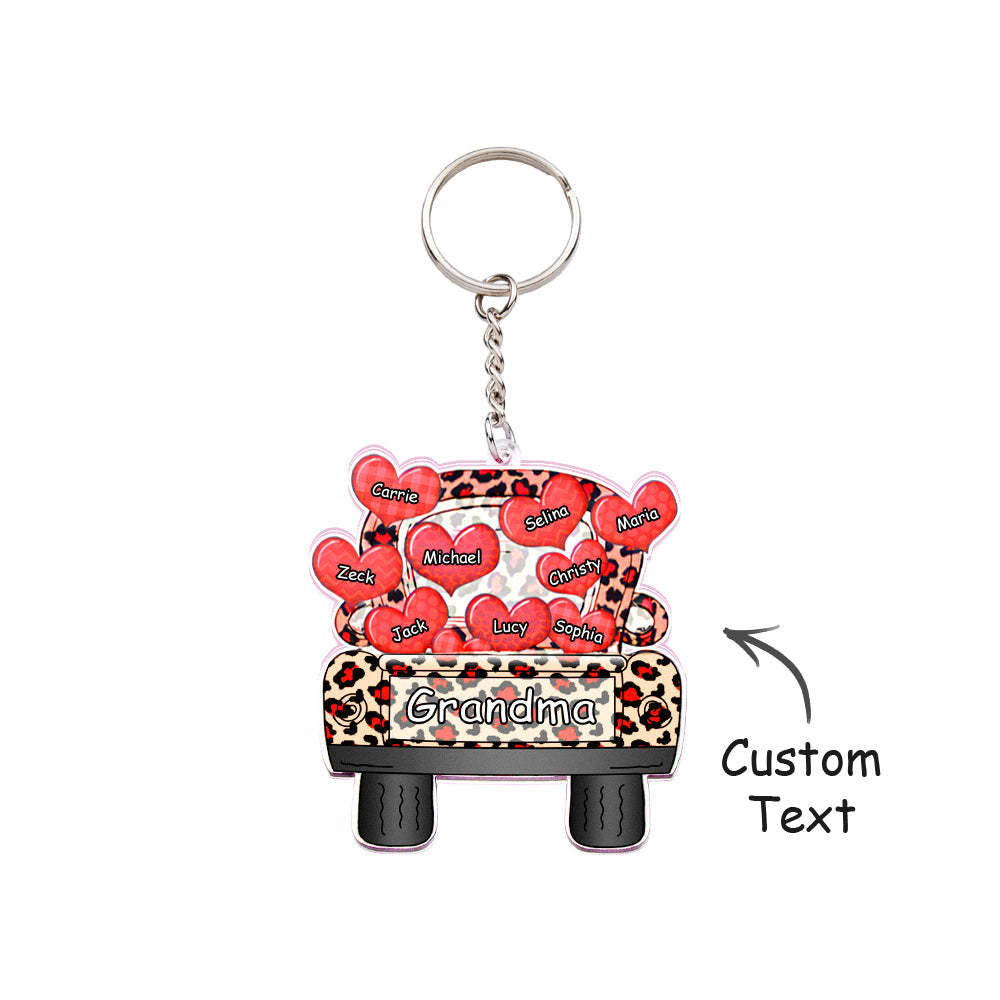 Personalized Nickname Truck Loading Heart Acrylic Keychain Christmas Gift Decor Gift Grandma Nana Papa - Yourphotoblanket