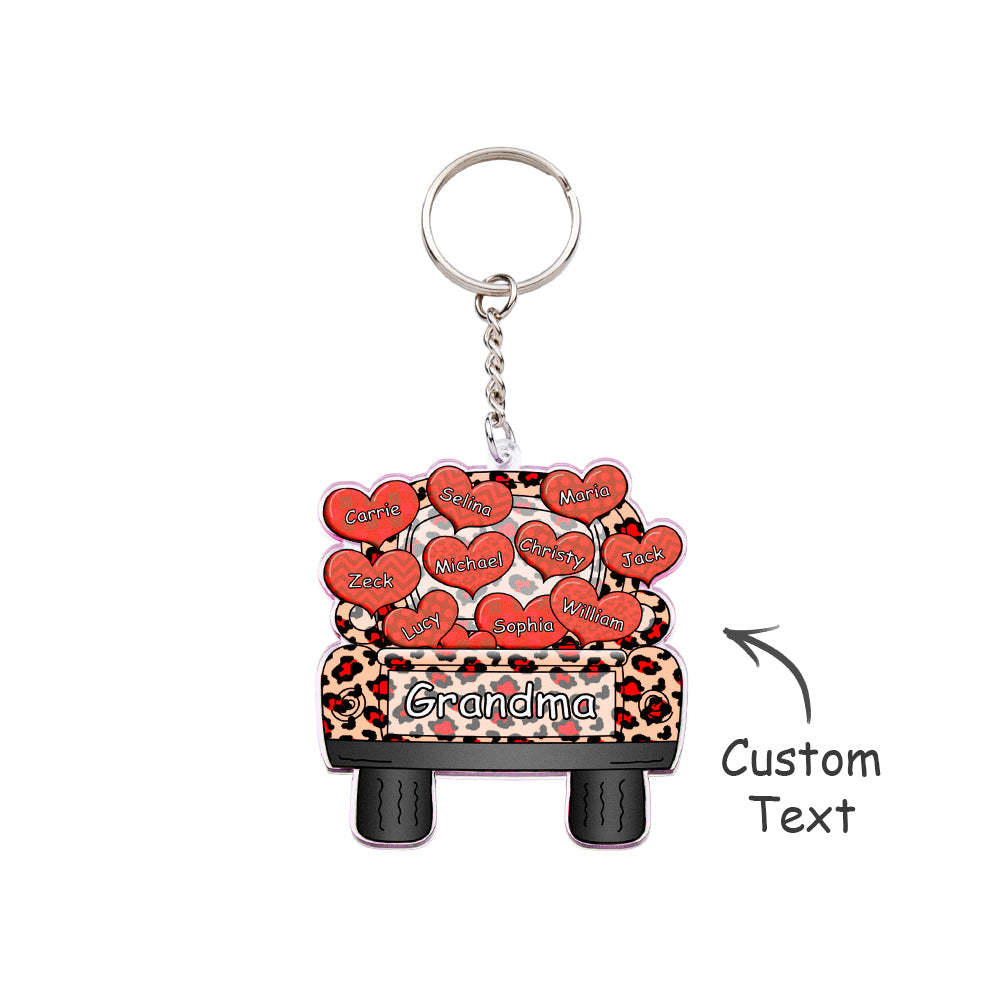 Personalized Nickname Truck Loading Heart Acrylic Keychain Christmas Gift Decor Gift Grandma Nana Papa - Yourphotoblanket