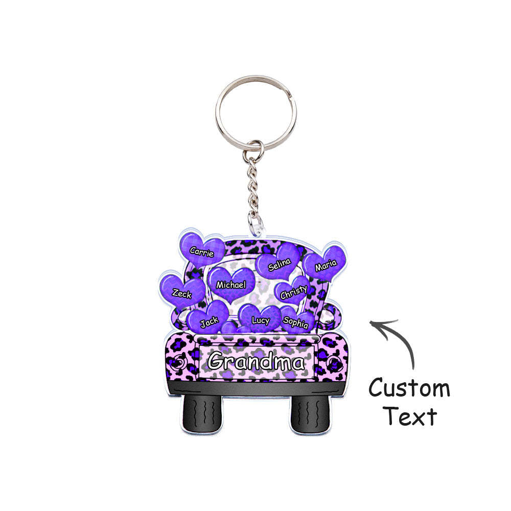 Personalized Nickname Truck Loading Heart Acrylic Keychain Christmas Gift Decor Gift Grandma Nana Papa - Yourphotoblanket