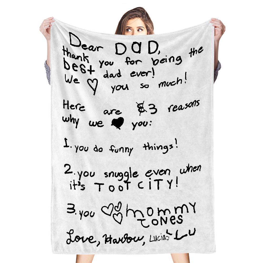 Custom Handwriting Blanket Personalized Handwriting Text Photo Blanket Best Valentine's Day Gift for Couples