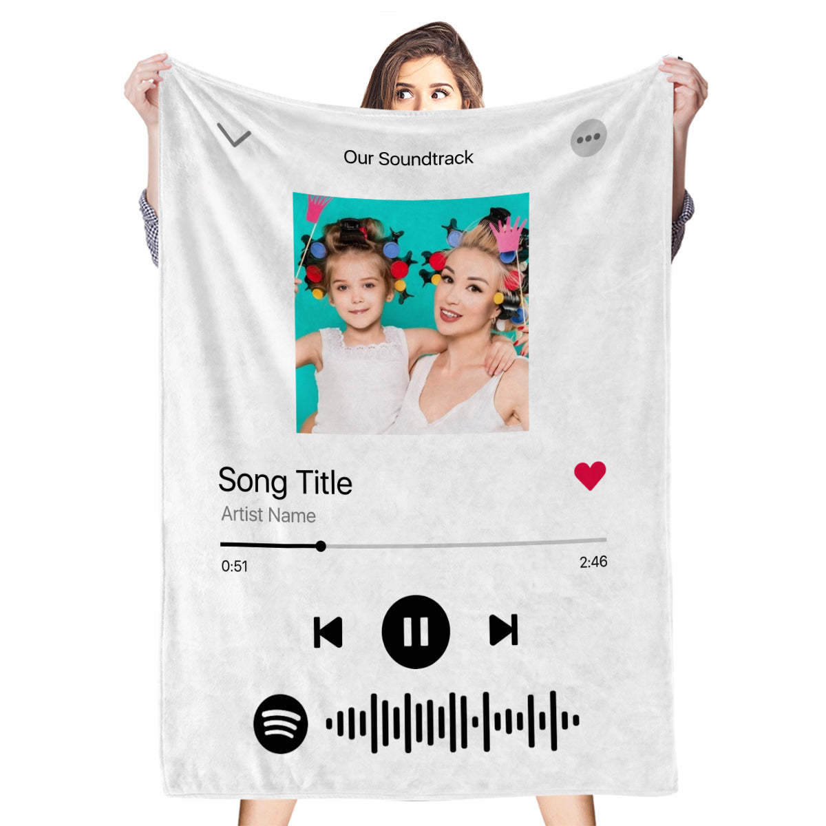 Spotify Code Music Personalized Fleece Blanket Mother's Day Gift for Her