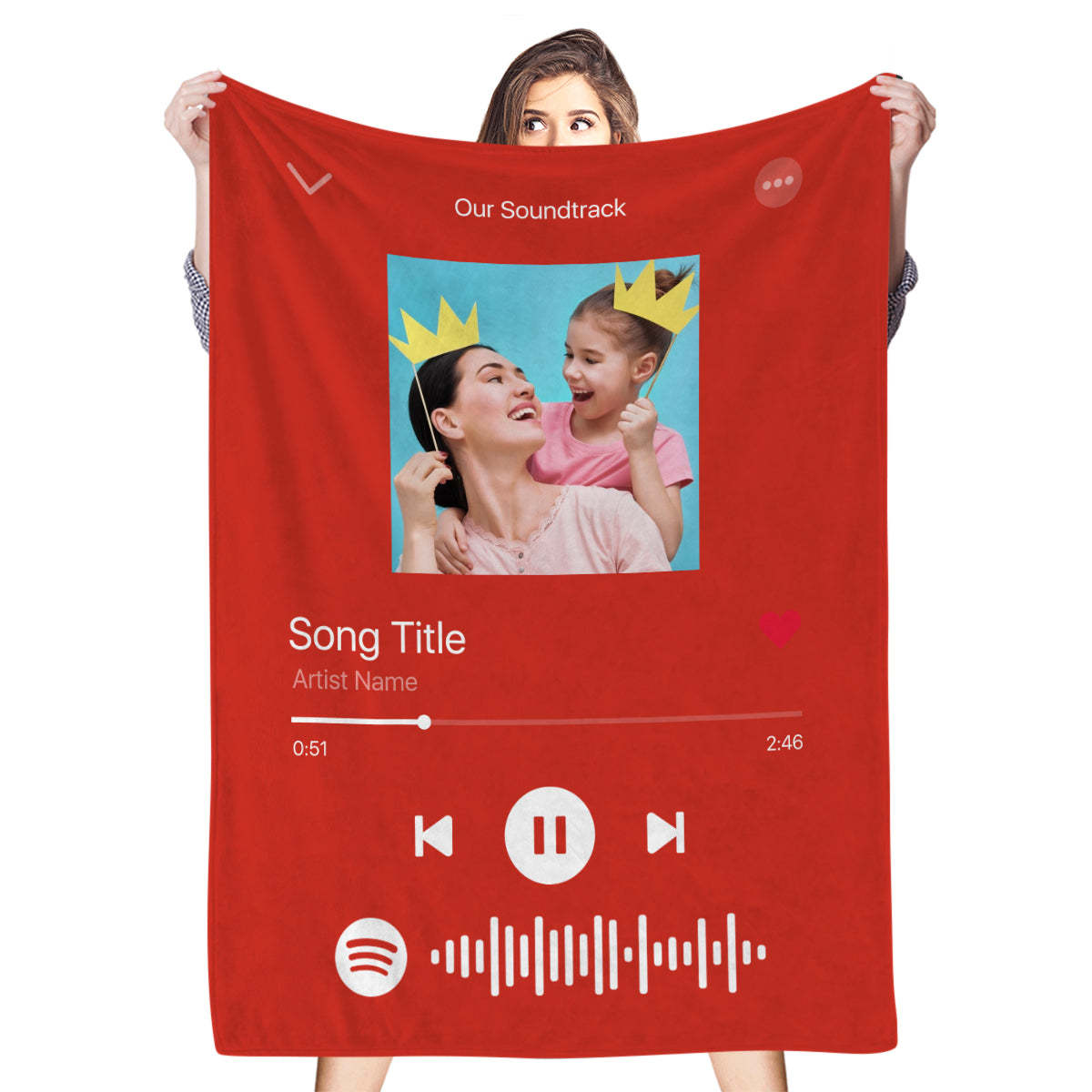 Spotify Code Music Personalized Fleece Blanket Mother's Day Gift for Her