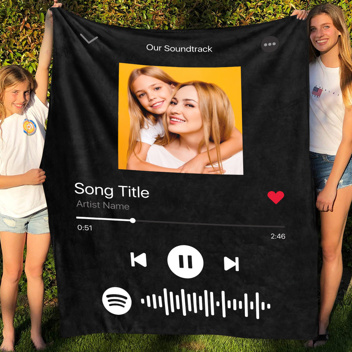 Custom Photo Music Code Music Personalized Fleece Blanket Mother's Day Gift for Her