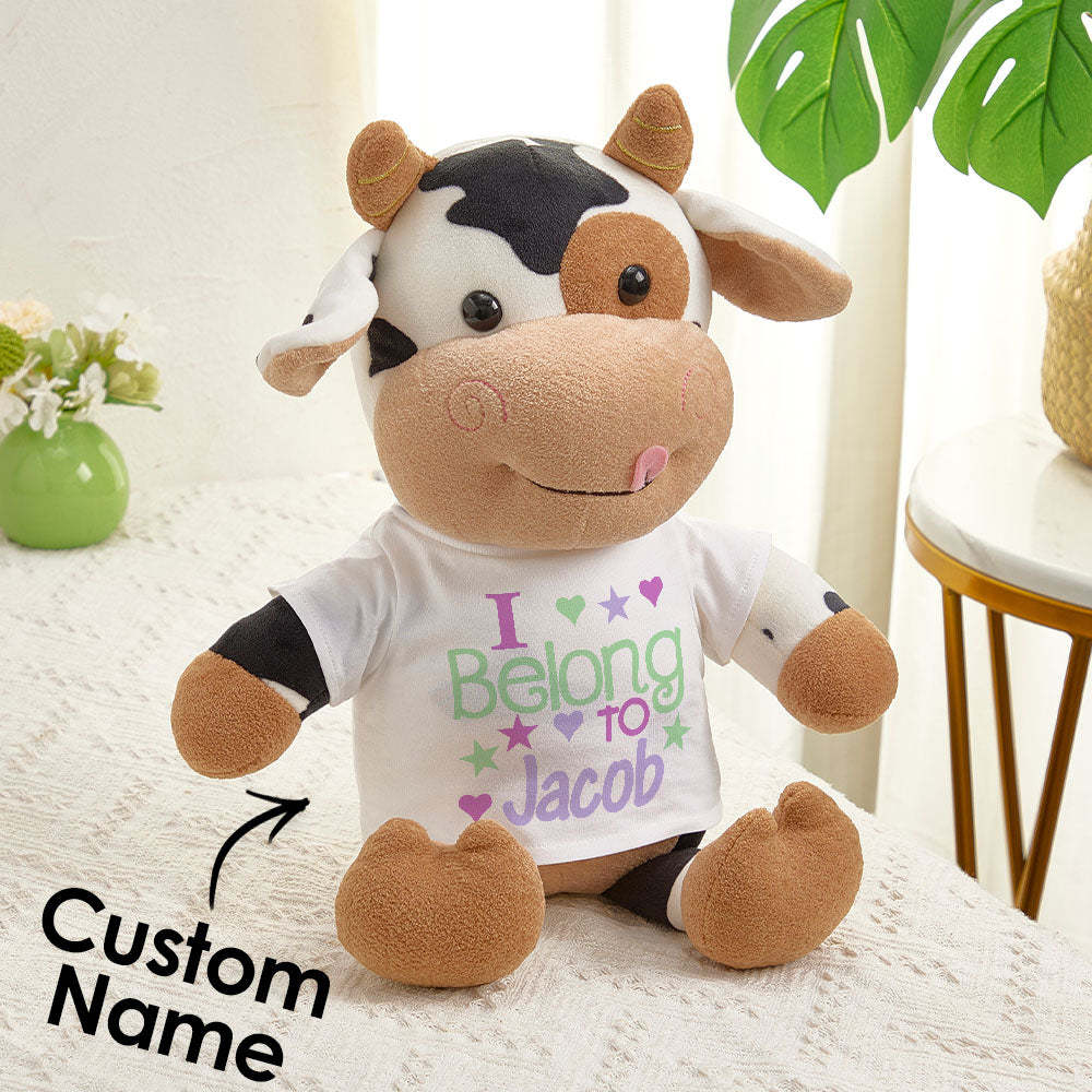 Personalized Cow Plush Stuffed Toy Gift for Baby Shower - yourphotoblanketuk