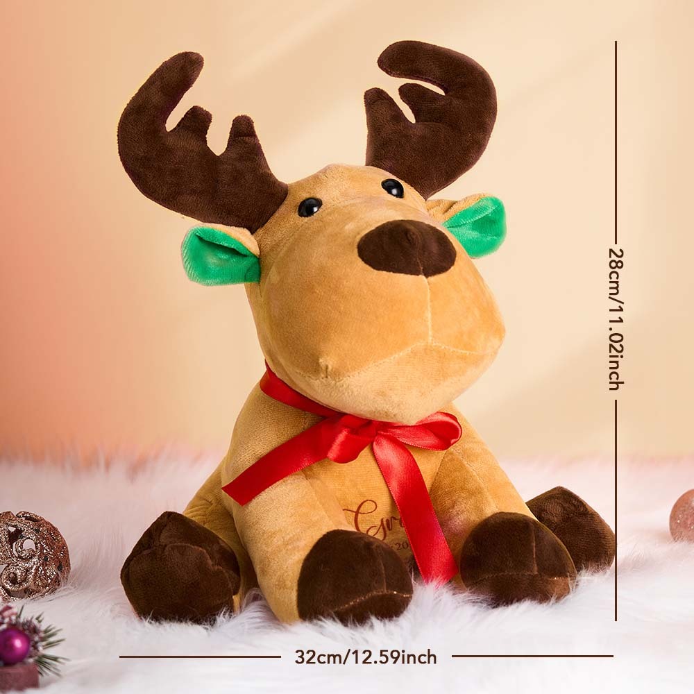 Personalized Moose Plush Stuffed Toy with Custom Text Gift for Baby Shower - yourphotoblanketuk