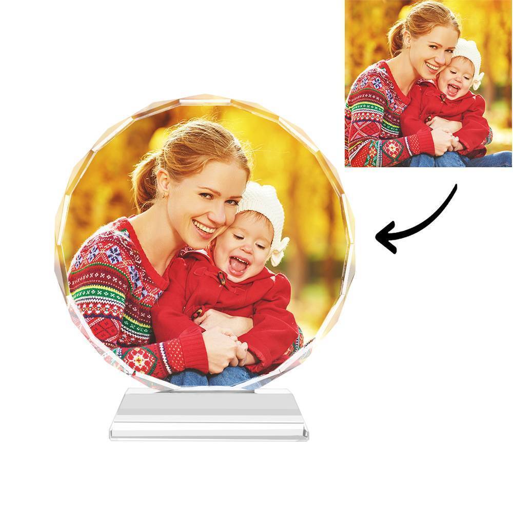 Gifts for Mum Custom Crystal Photo Frame Round Keepsake Gift - 80mm