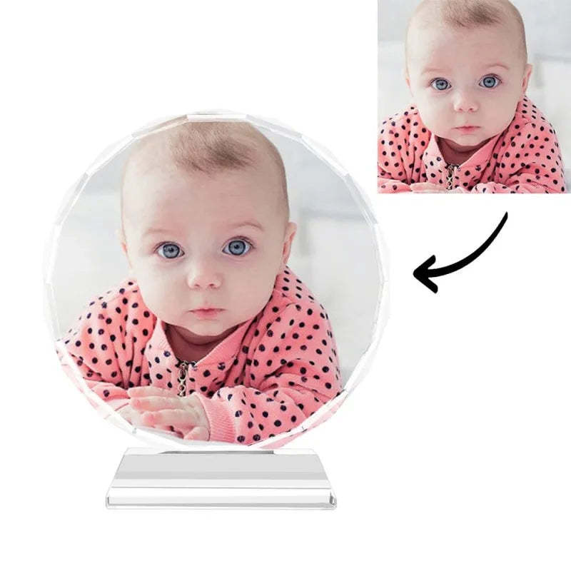 Custom Crystal Photo Frame Round 80mm Cute Baby