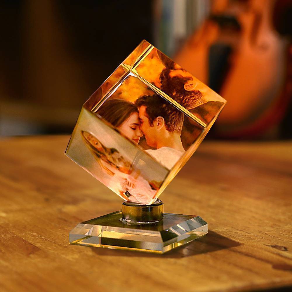 Personalized Crystal Photo Frame Rubic's Cube Keepsake Gift