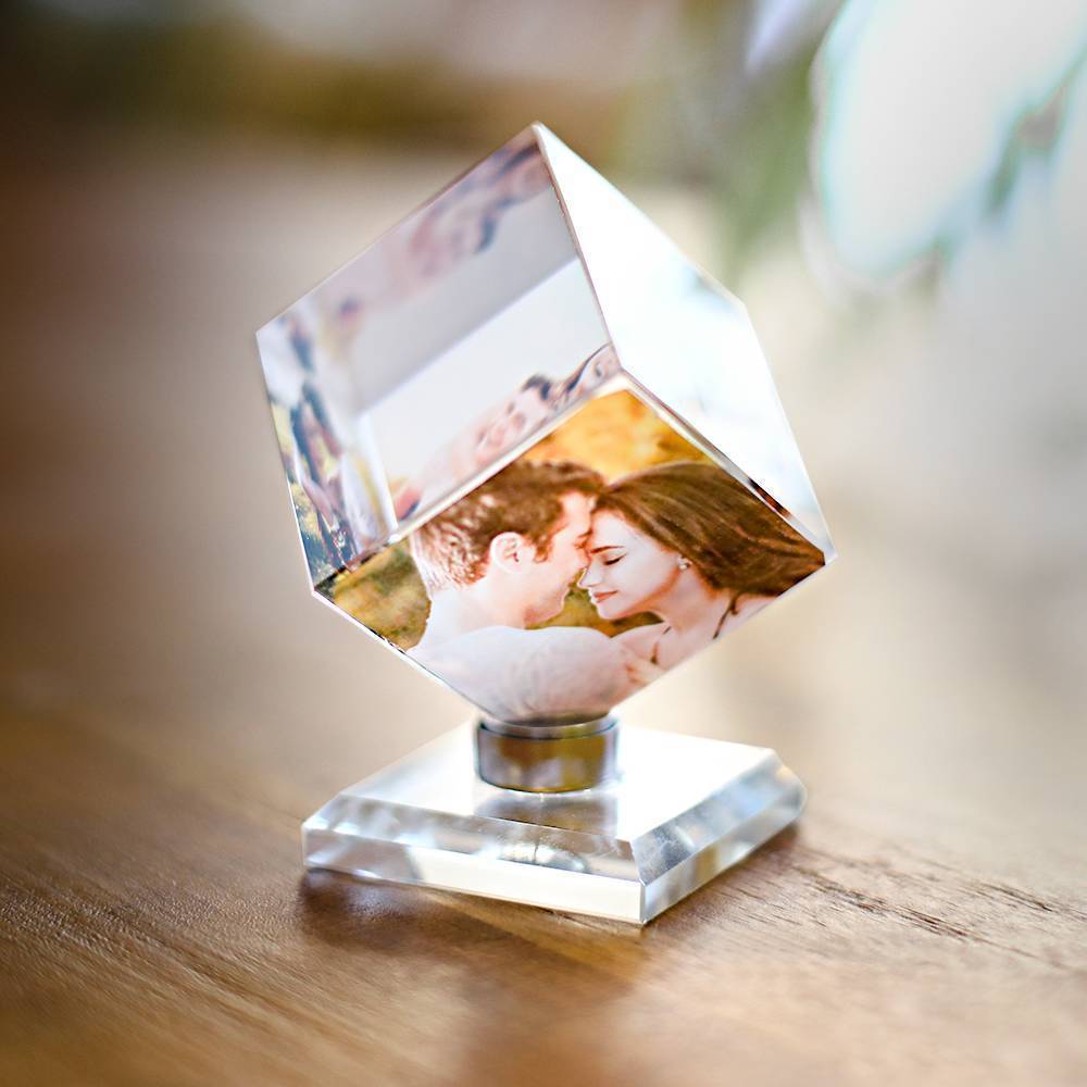 Personalized Crystal Photo Frame Rubic's Cube Keepsake Gift