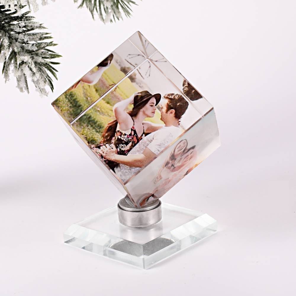 Personalized Crystal Photo Frame Rubic's Cube Keepsake Gift