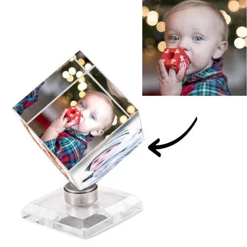 Custom Crystal Photo Frame Rubik's Cube Keepsake Gift 50mm For Baby