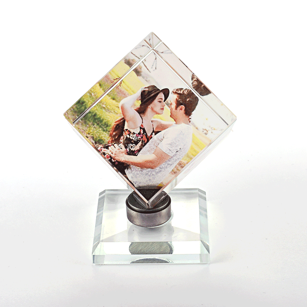 Personalized Crystal Photo Frame Rubik's Cube Keepsake Gift