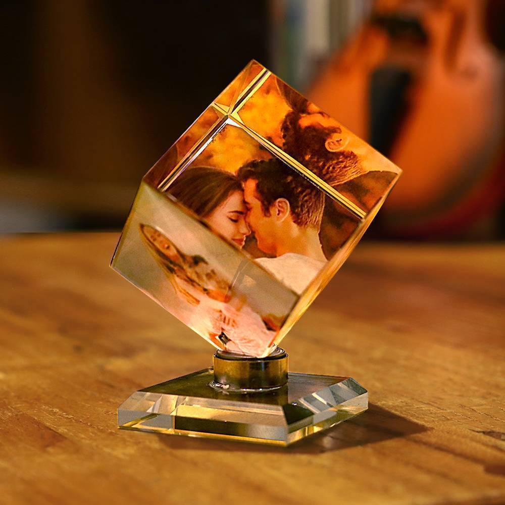 Personalized Crystal Photo Frame Rubic's Cube Keepsake Gift