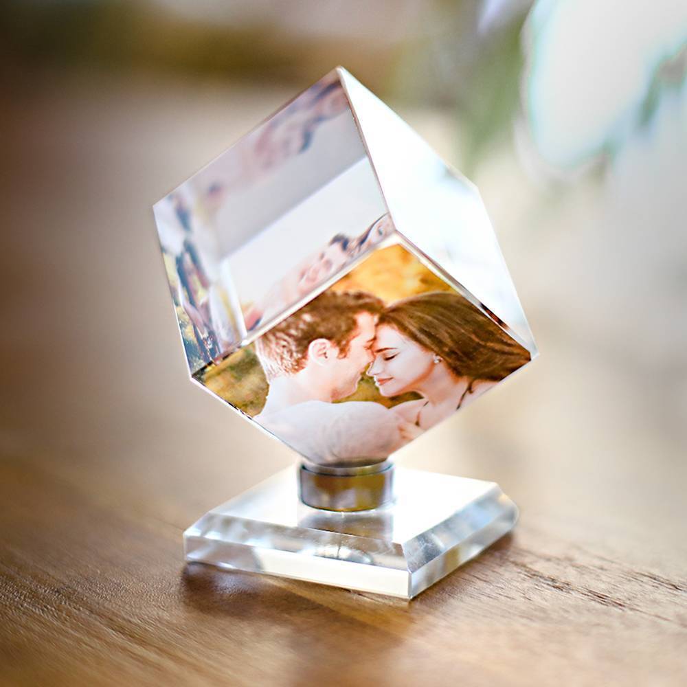 Personalized Crystal Photo Frame Rubic's Cube Keepsake Gift