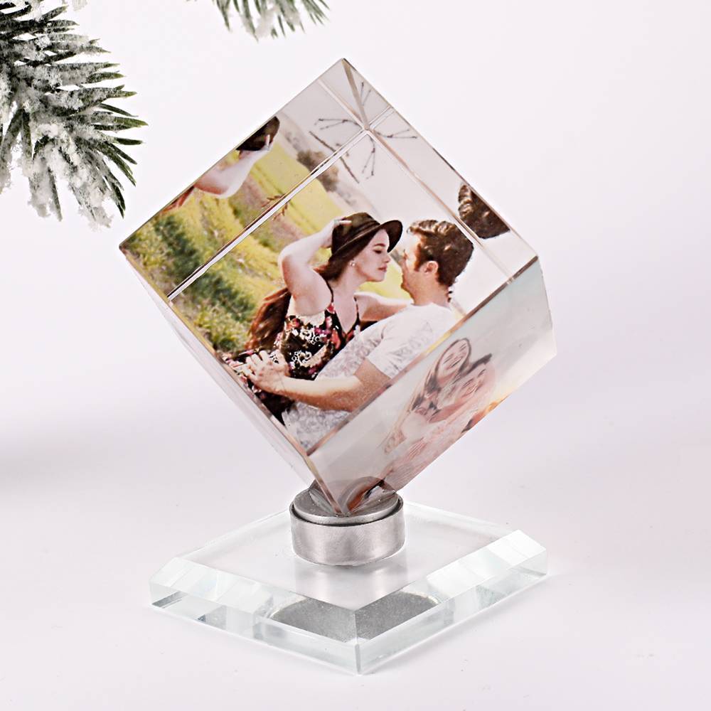 Personalized Crystal Photo Frame Rubic's Cube Keepsake Gift