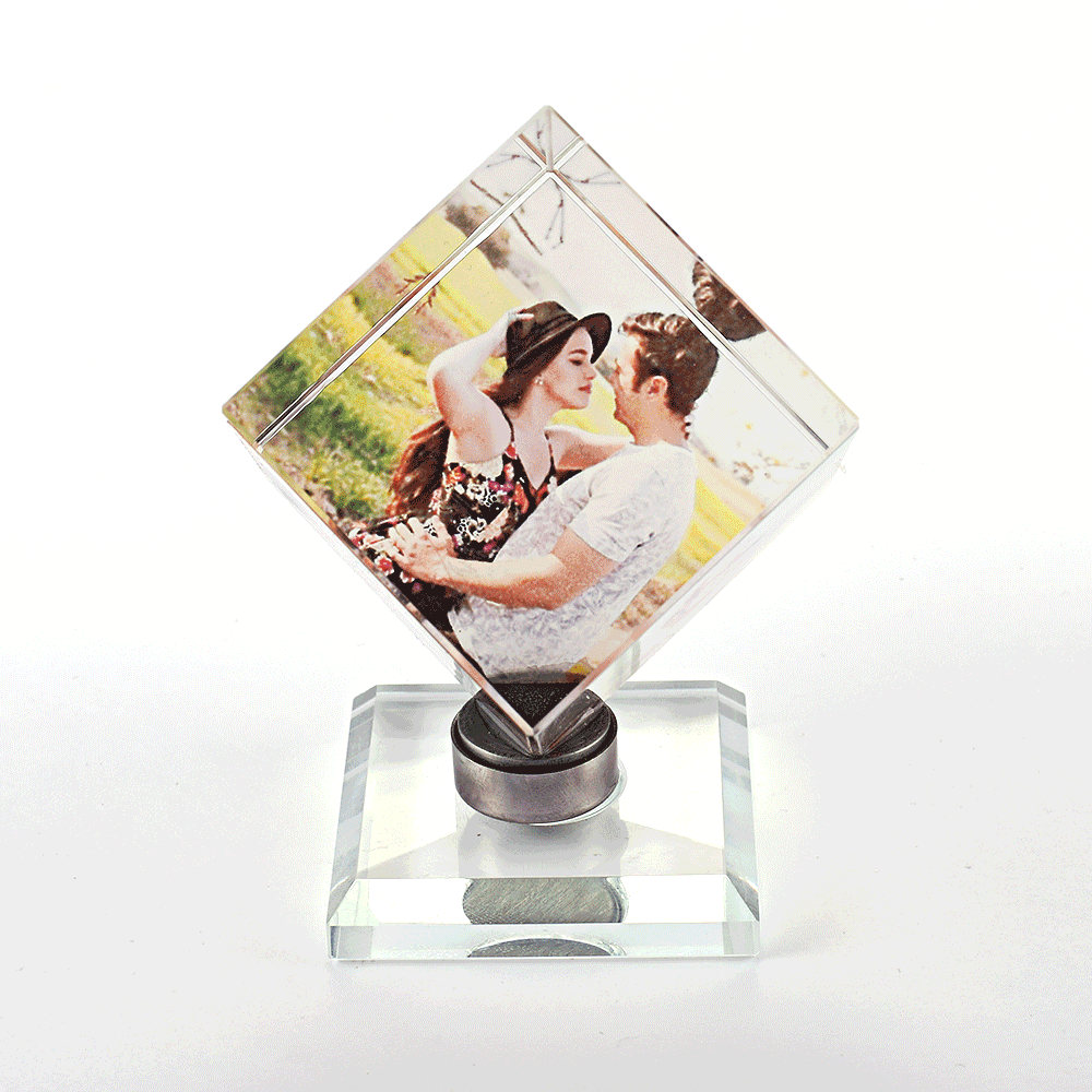 Personalized Crystal Photo Frame Rubic's Cube Keepsake Gift