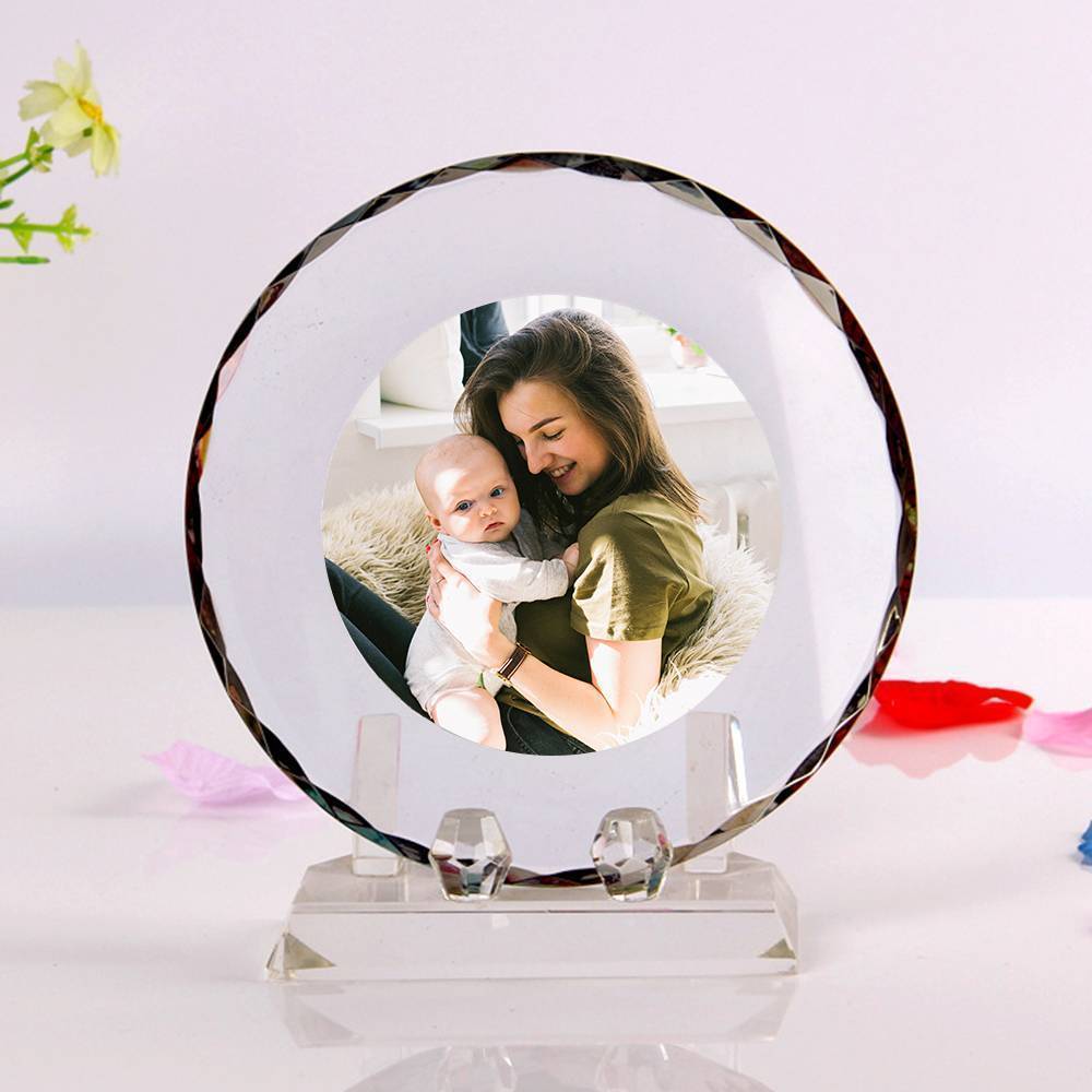 Personalized Crystal Photo Frame Round-shaped Keepsake Gift