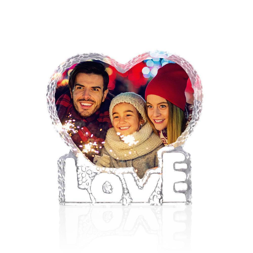 Personalized Crystal Photo Frame Heart-shaped with Love Keepsake Gift