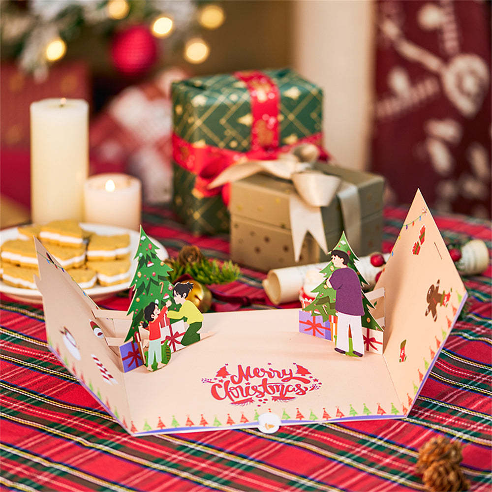 Double Opened Christmas 3D Pop Up Card Christmas Family Greeting Card - Yourphotoblanket