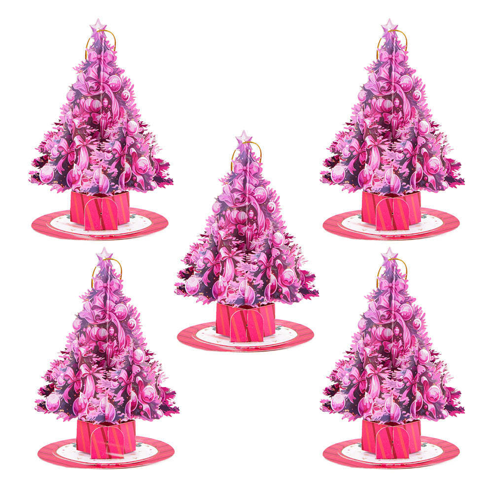 5 Pcs Christmas Tree Ornaments Christmas 3D Pop Up Greeting Card - Yourphotoblanket