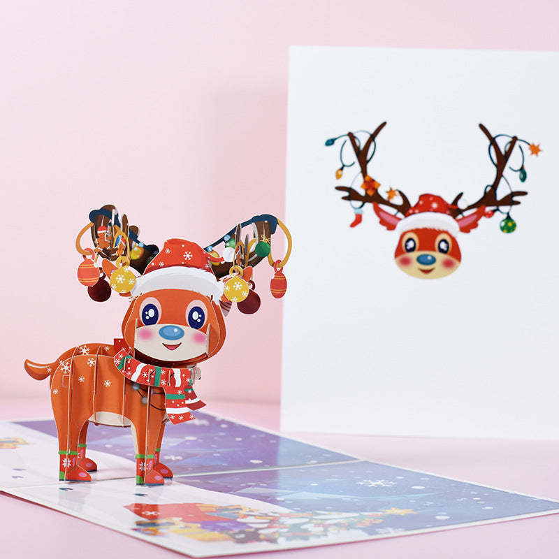 Christmas Elk 3D Pop-Up Card Greeting Card - Yourphotoblanket