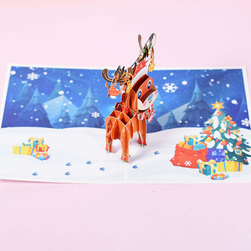 Christmas Elk 3D Pop-Up Card Greeting Card - Yourphotoblanket