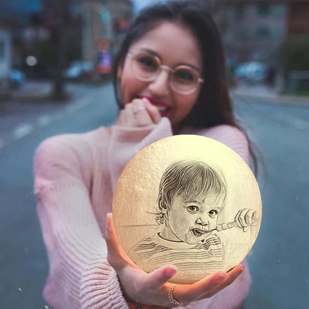 Personalized Creative 3D Print photo Moon Lamp, Engraved Lamp(10CM-15CM) - yourphotoblanketuk
