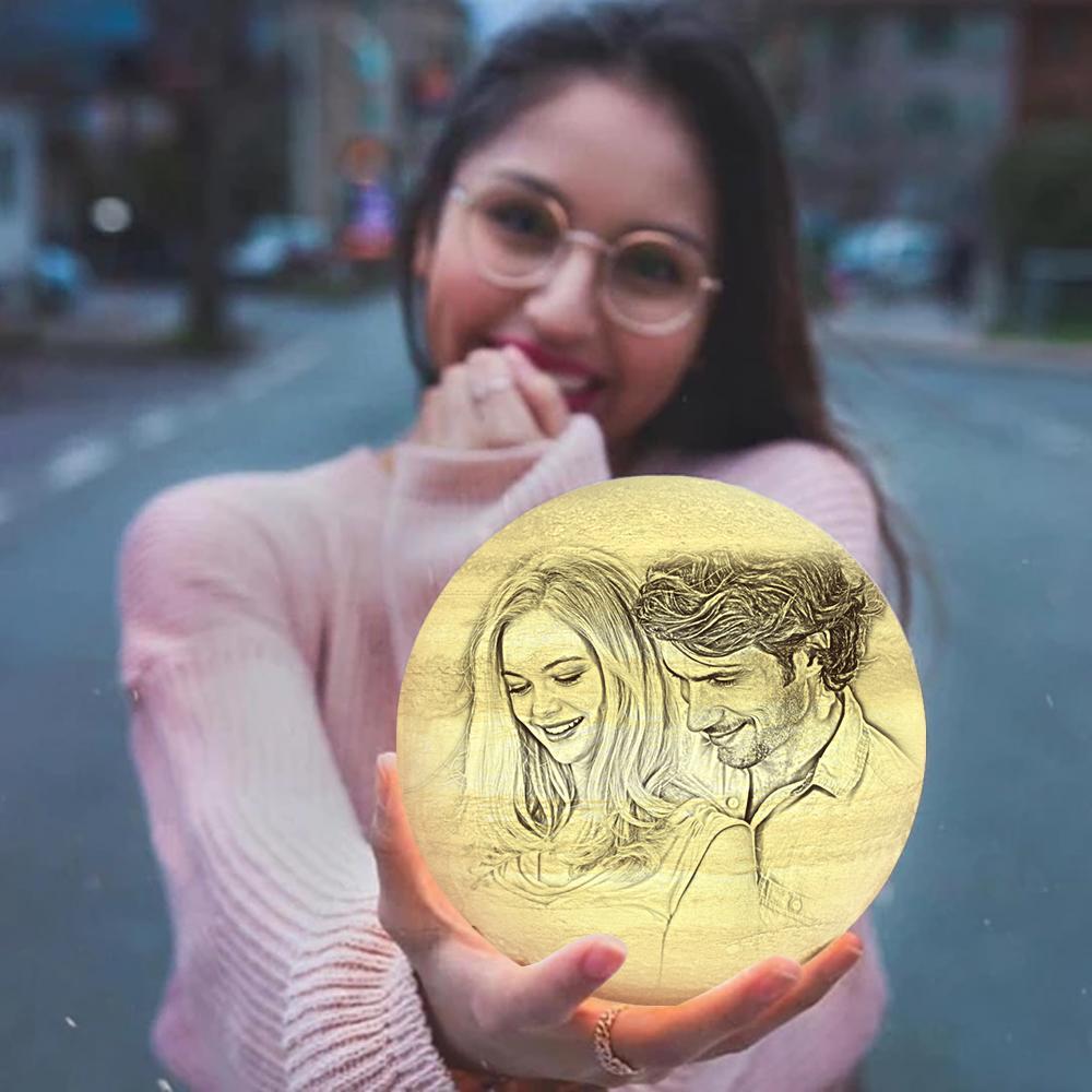 Custom Creative  3D Printed Jupiter Lamp Personalized Gift For Lover - Touch Two Colors (10-15cm) - yourphotoblanketuk