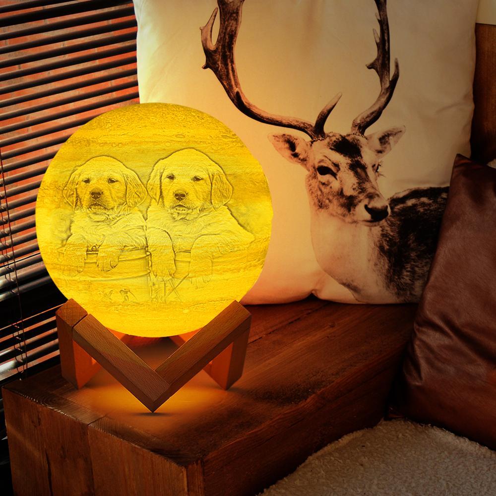 Custom Cute Pet 3D Printed Jupiter Lamp Personalized Gift - Touch Two Colors (10-15cm) - yourphotoblanketuk