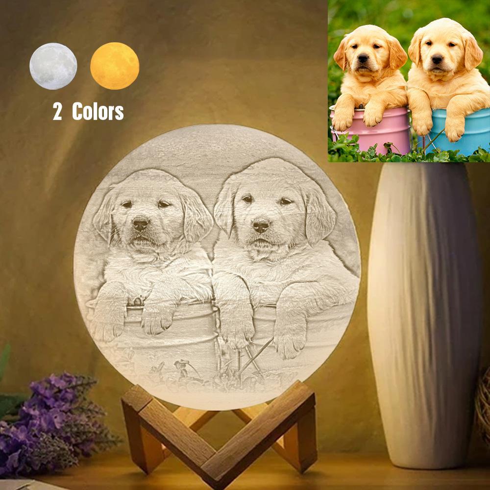 Custom Cute Pet 3D Printed Jupiter Lamp Personalized Gift - Touch Two Colors (10-15cm) - yourphotoblanketuk
