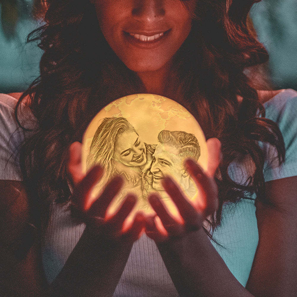 Magic Customized Earth Lamp With Text, Engraved Photo Lamp For Lover - Touch Two Colors (10-15cm) - yourphotoblanketuk