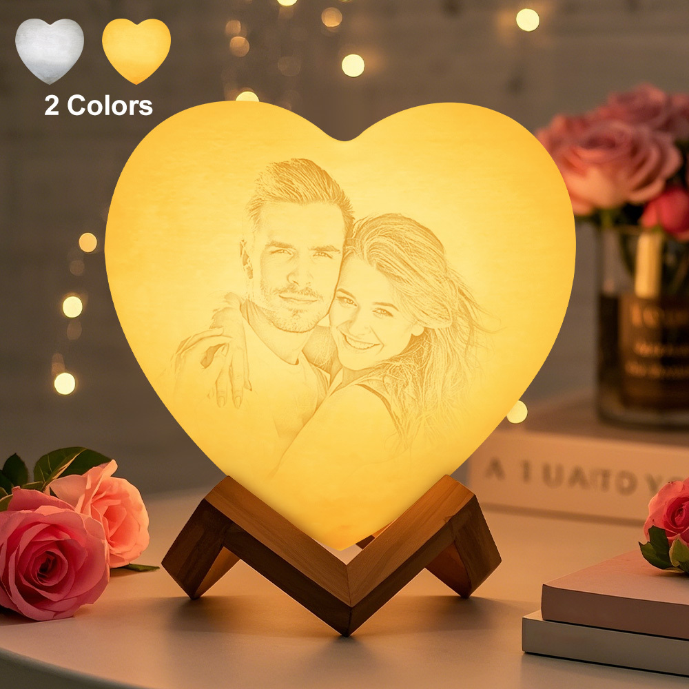 Valentine's Day Gifts Custom Photo Heart Lamp Personalized Night Light 3D Printed (10-15cm) for Wife - yourphotoblanketuk