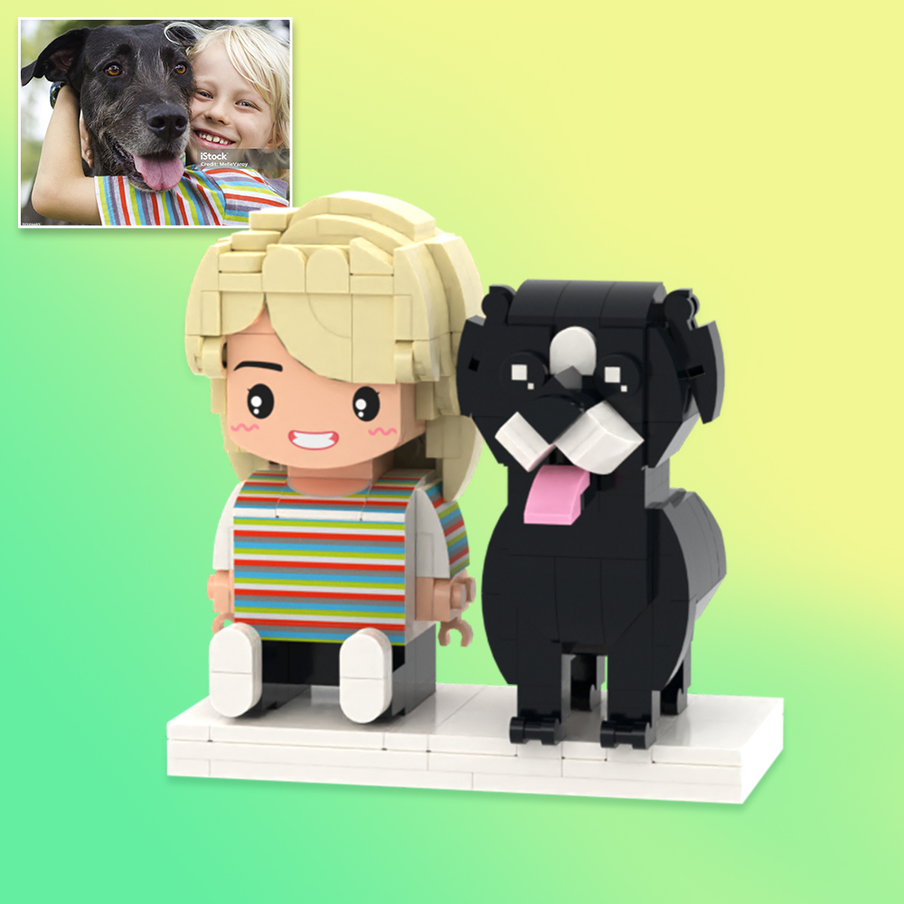 Custom Full Body Brick Figures Personalized Sitting Brick Figures Kids and Cat Universal Interlocking Plastic Toy Christmas Gift - yourphotoblanketuk