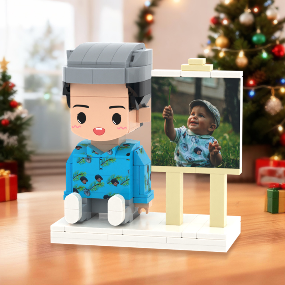 Custom Full Body Brick Figures Personalized Sitting Brick Figures Kids and Cat Universal Interlocking Plastic Toy Christmas Gift - yourphotoblanketuk
