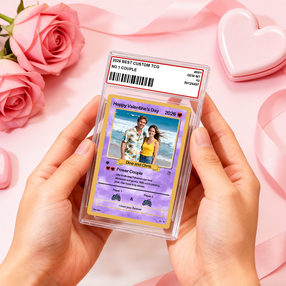 Personalized Valentine’s Day Power Couple Card, Custom Anniversary Card Couple Photo Anime Style, Best Valentine's Day Gift for Lover - yourphotoblanketuk
