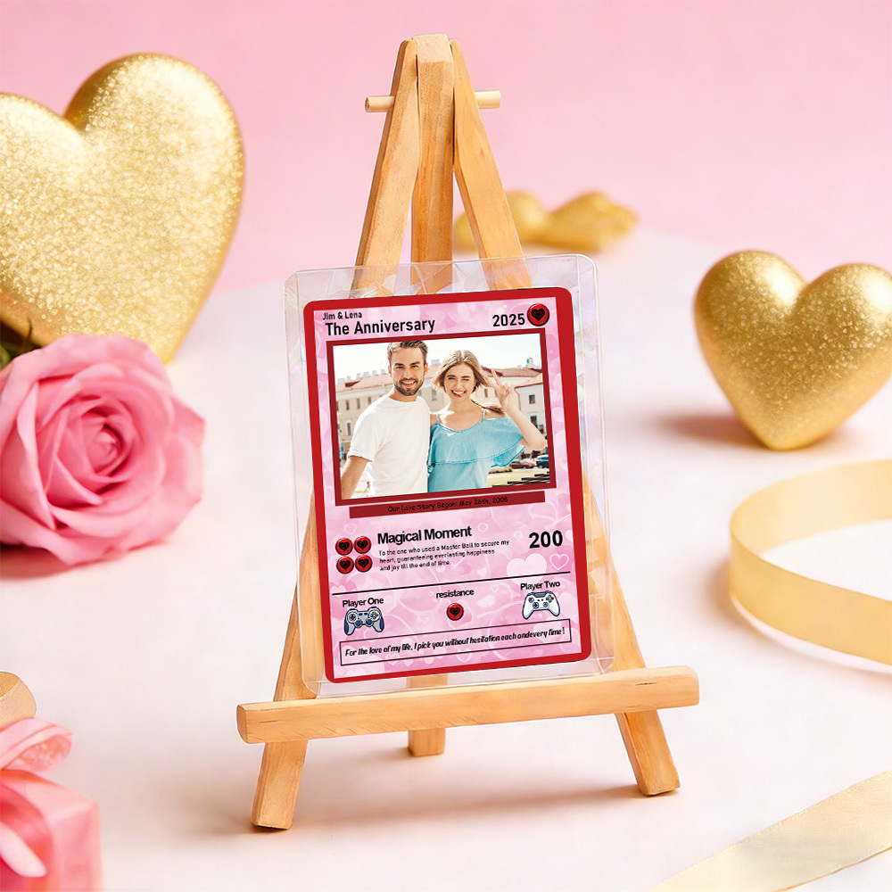 Personalized Valentine’s Day Power Couple Card, Custom Anniversary Card Couple Photo Anime Style, Best Valentine's Day Gift for Lover - yourphotoblanketuk