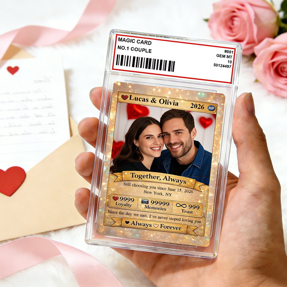 Personalized Valentine’s Day Power Couple Card, Custom Anniversary Card Couple Photo Anime Style, Best Valentine's Day Gift for Lover - yourphotoblanketuk