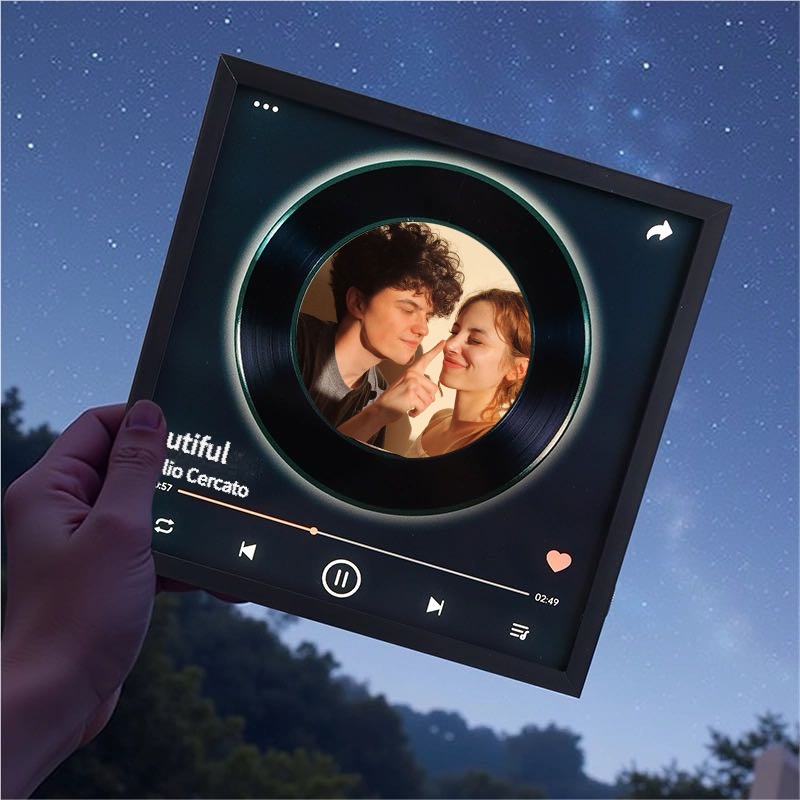 Custom Music Fridge Magnet with Night Light Mode That Plays Music Without Phone with Brightness Adjustment & Bluetooth Speaker Function Music Gift for Couples - yourphotoblanketuk