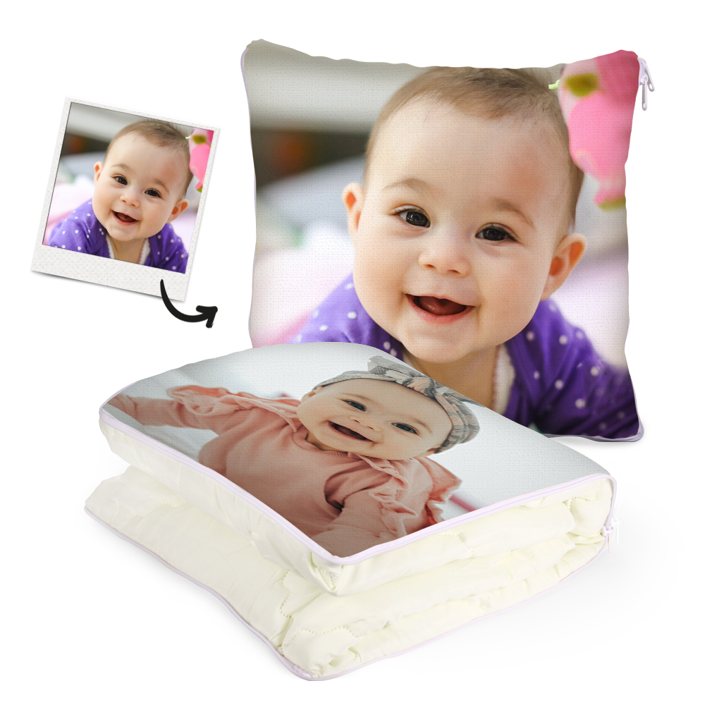 Custom Baby Photo Quillow - Multifuctional Throw Pillow and Quilt 2 in 1 - 47.25"x55.10"