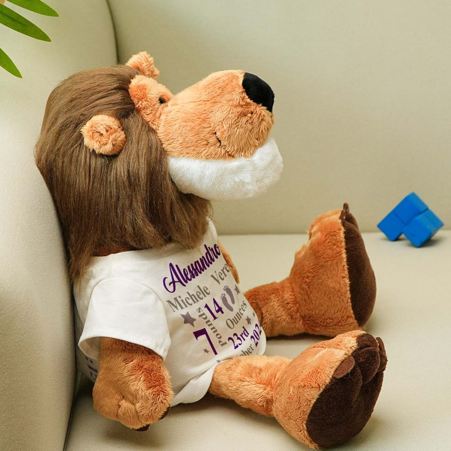Personalized Animal Plush Stuffed Toy Birth Announcement Gift for Baby Shower - yourphotoblanketuk