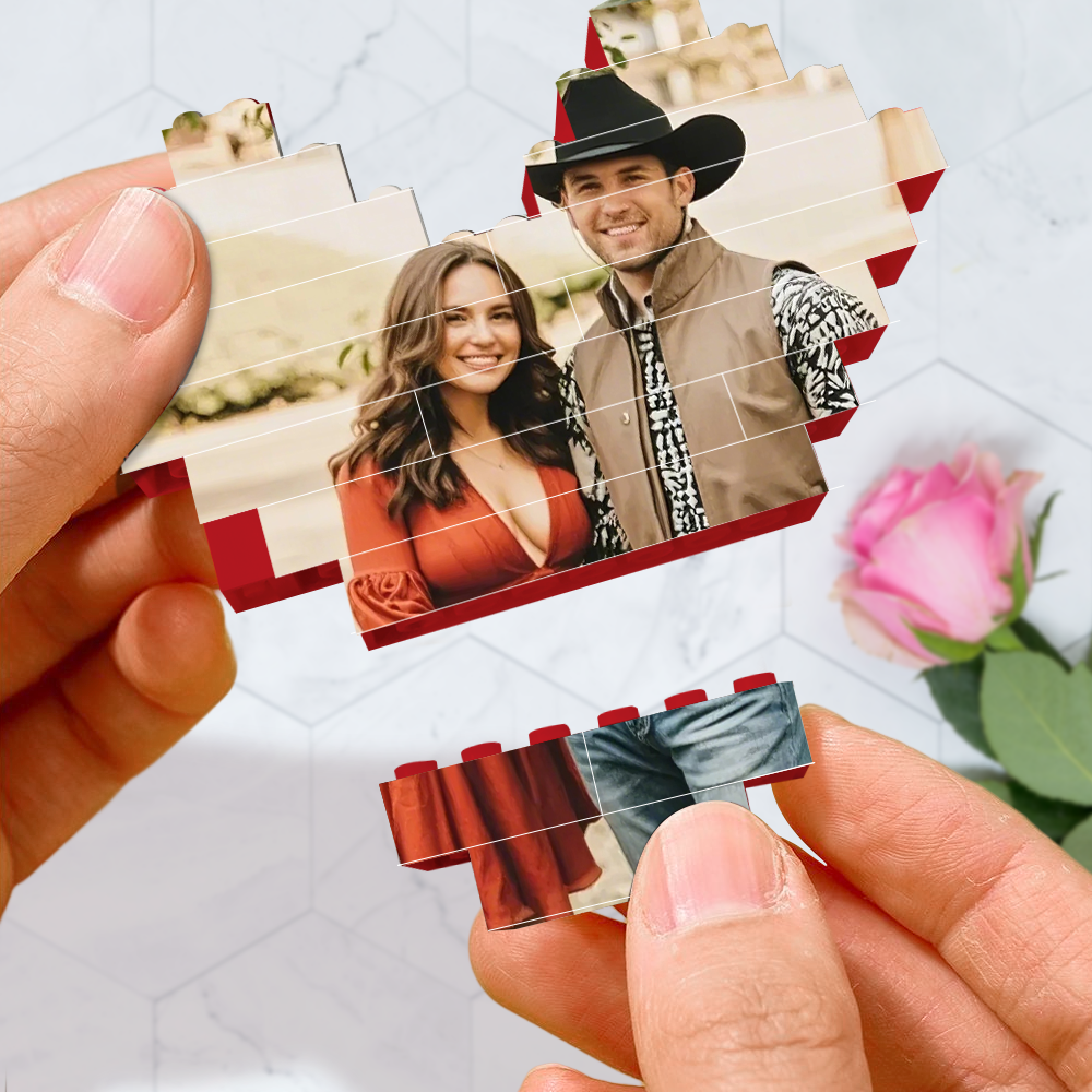 Custom Building Brick Photo Block Personalised Love Brick Puzzles Gifts for Lovers Valentine's Day Gifts - yourphotoblanketuk