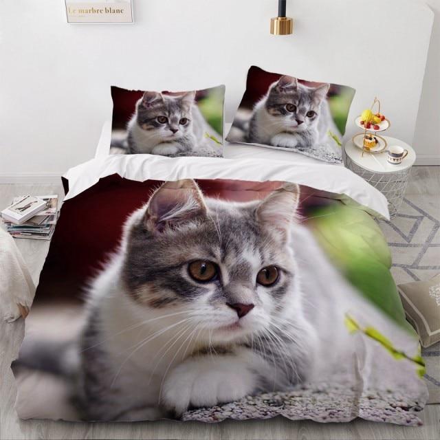 Cat Lover's Gift Custom Bedding Duvet Cover And Pillowcase Personalized Photo Beach Duvet Cover And Pillowcase