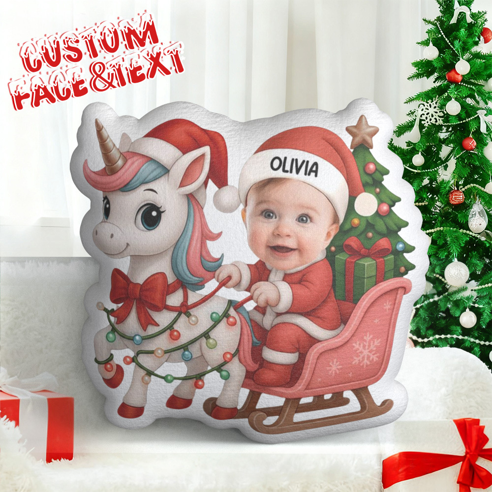 Custom Face Baby Christmas Pillow Personalized Christmas Character Pillow with Name Plush Cushion Xmas Gift for Children & Home Decor - yourphotoblanketuk