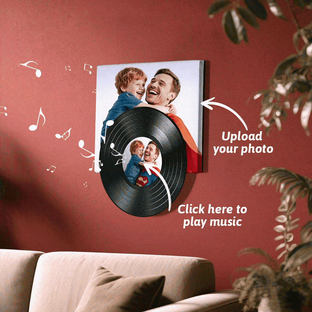 Benutzerdefiniertes Foto-vinyl Mit Musik-wandkunst, Vinyl-plattenspieler, Kein Telefon Erforderlich, Einfach Klicken, Um Musik Aus Bleibenden Erinnerungen Abzuspielen, Das Beste Vatertagsgeschenk Für Papa